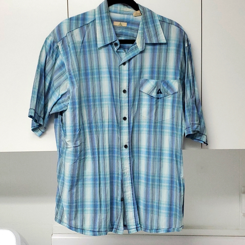 Ascend Mens Large Plaid Casual Outdoor Shirt Fishing